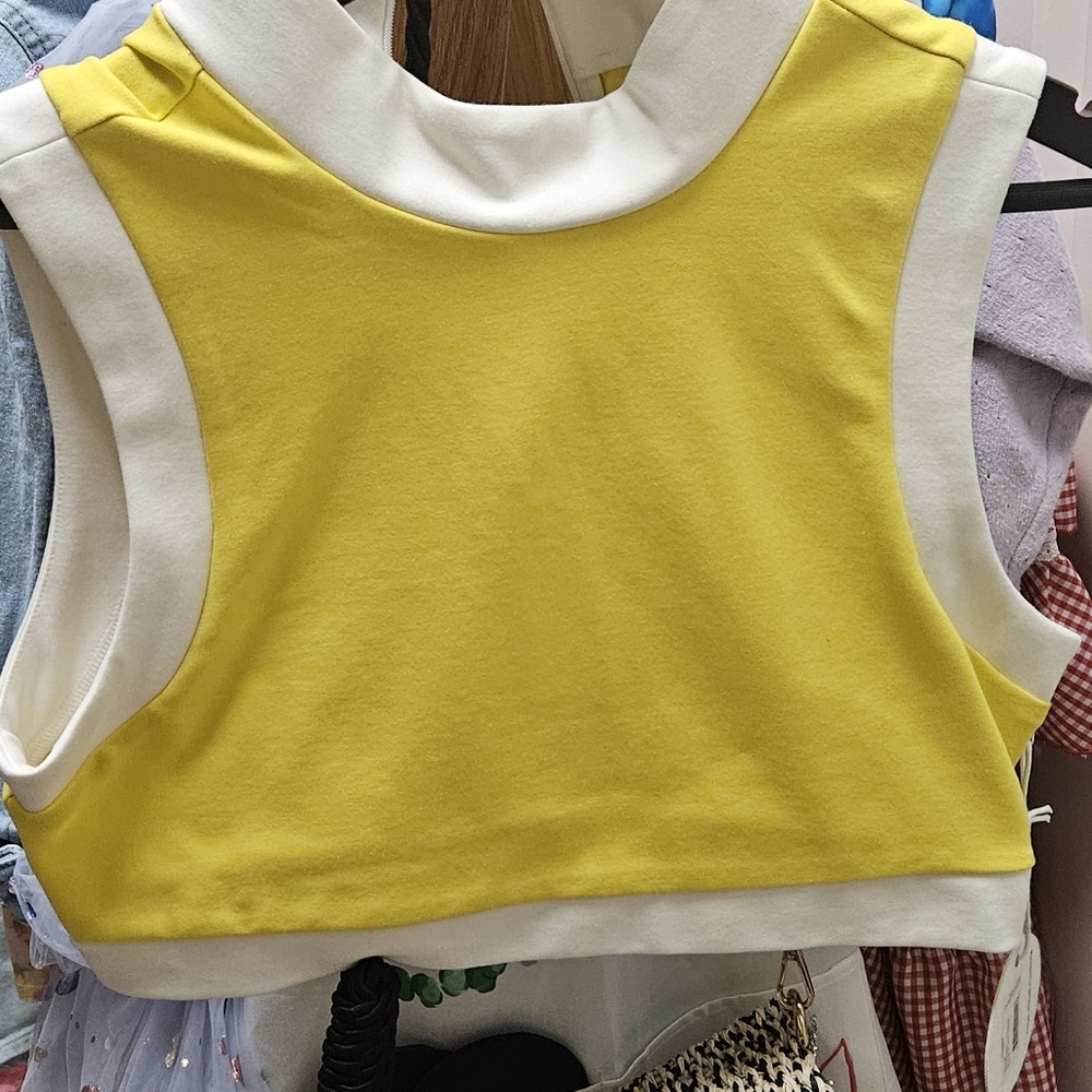 NWT Staud skirt set. Yellow and white cotton